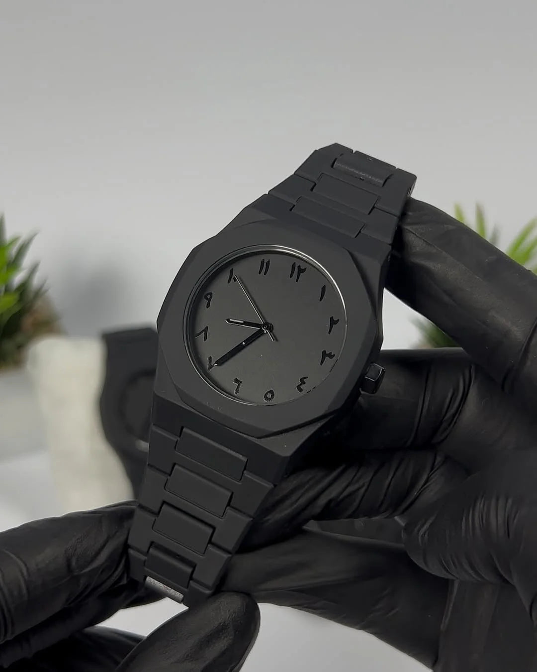Arabic Aura Watch – Premium Metal Design | Waterproof | Stylish Black Look